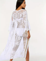 Boho Floral Embroidered Cover Up Shirt for Women V Neck Long Sleeves