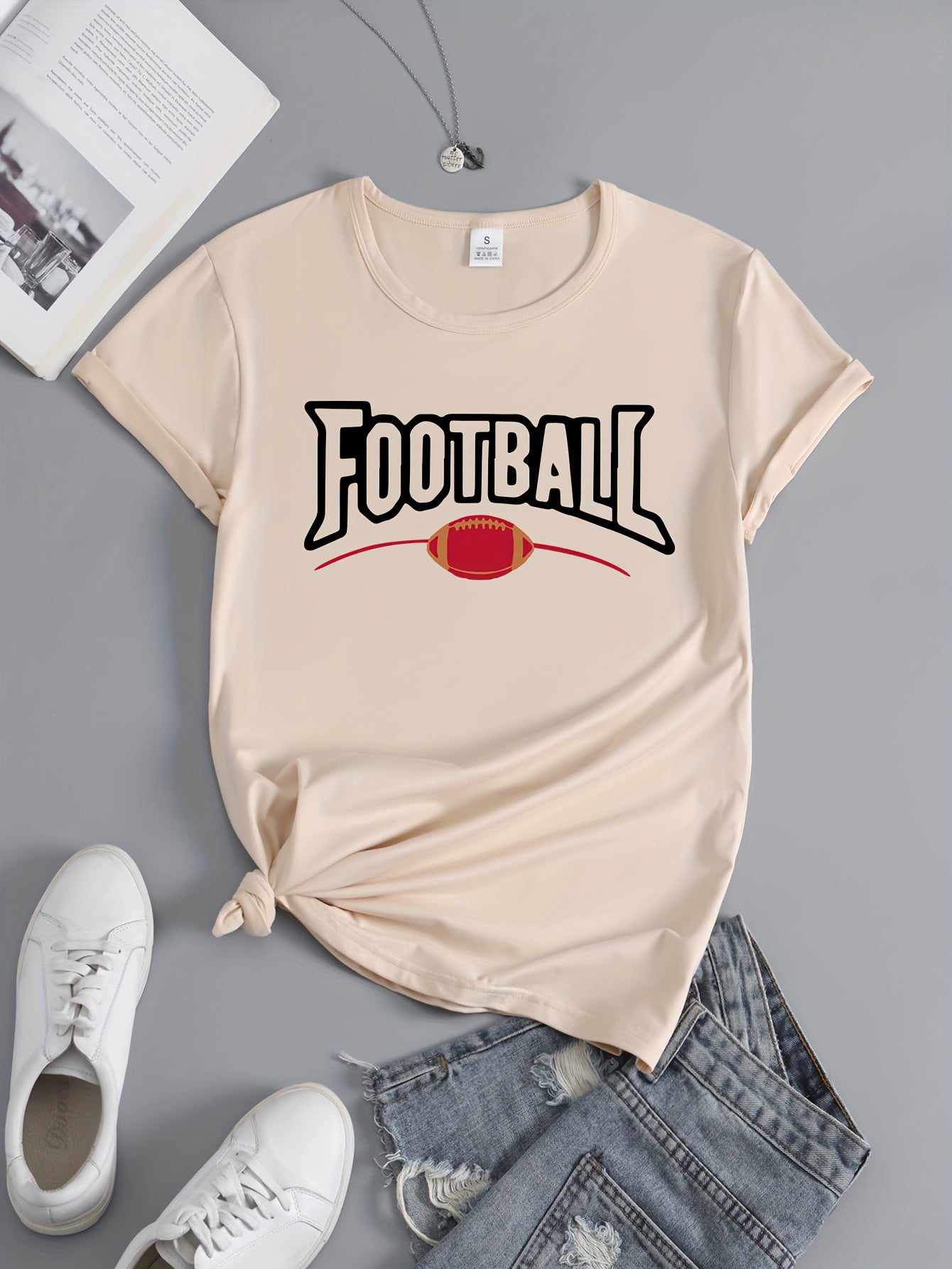 Women's Football Graphic Short Sleeve Sports Tee