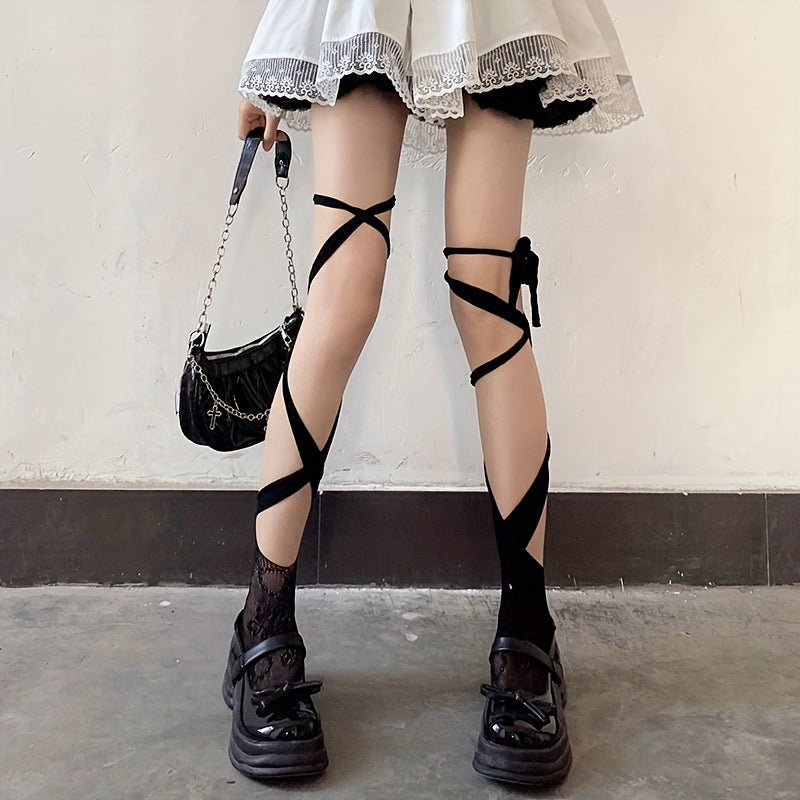 Criss Cross Strappy Lace Mesh Socks Lolita