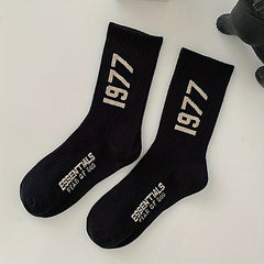 Men's Number Pattern Crew Socks Breathable Cotton Blend Casual Unisex Sock