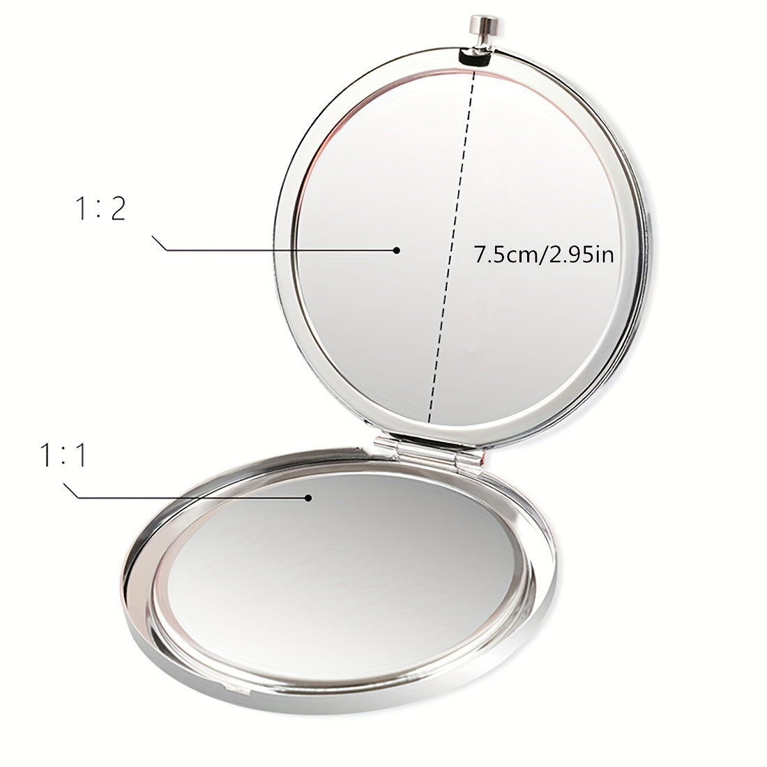 Compact Mirror 2X 1X Magnification for Purses Handheld Mirror