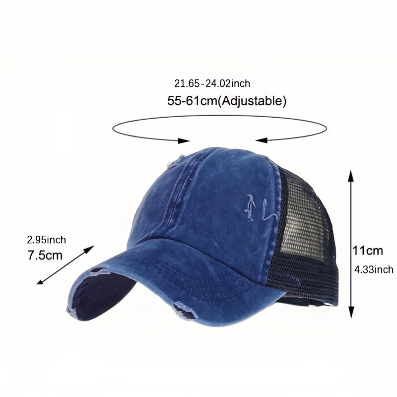 Men's Denim Baseball Cap Distressed Outdoor Sports Hat