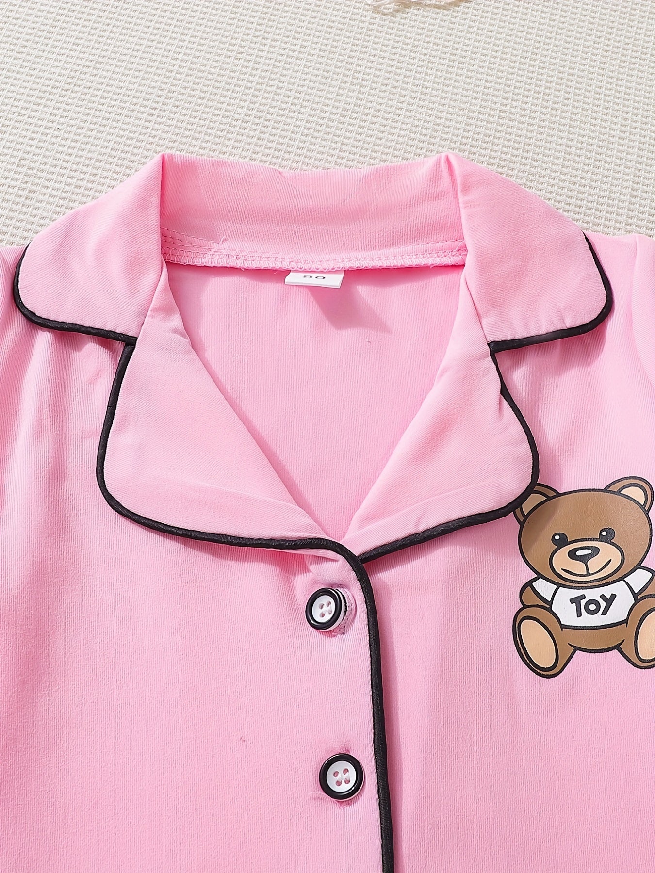 Boys' Pink Bear Print Pajama Set Short Sleeve Tops & Shorts