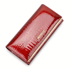 Women's Crocodile Pattern Cowhide Clutch Wallet Coin Purse