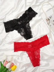 7pcs Floral Lace Thongs Soft Comfy Mesh Skin friendly Panties Women