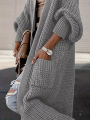 Solid Chunky Long Sleeve Cardigan with Pockets