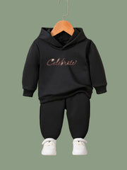 Alphabets Pattern Hooded Sweatshirt and Sweatpants Set for Girls