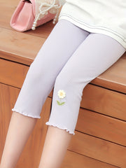 Girls Soft Capri Leggings for Summer - Kids Cropped Pants