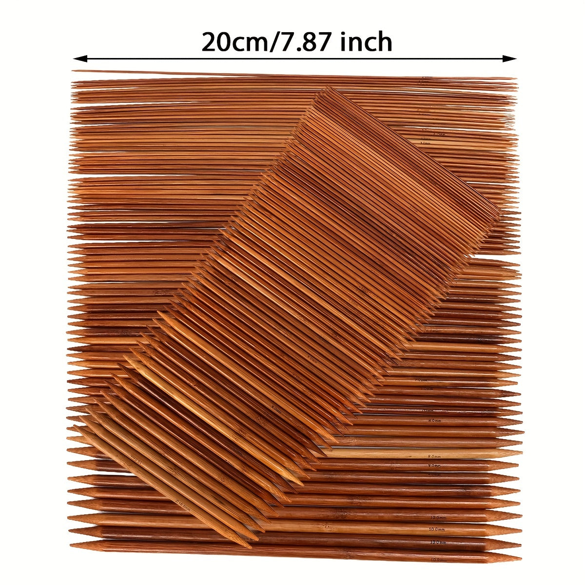 75pcs Double Pointed Knitting Needles Set - Carbonized Bamboo - 15 Sizes