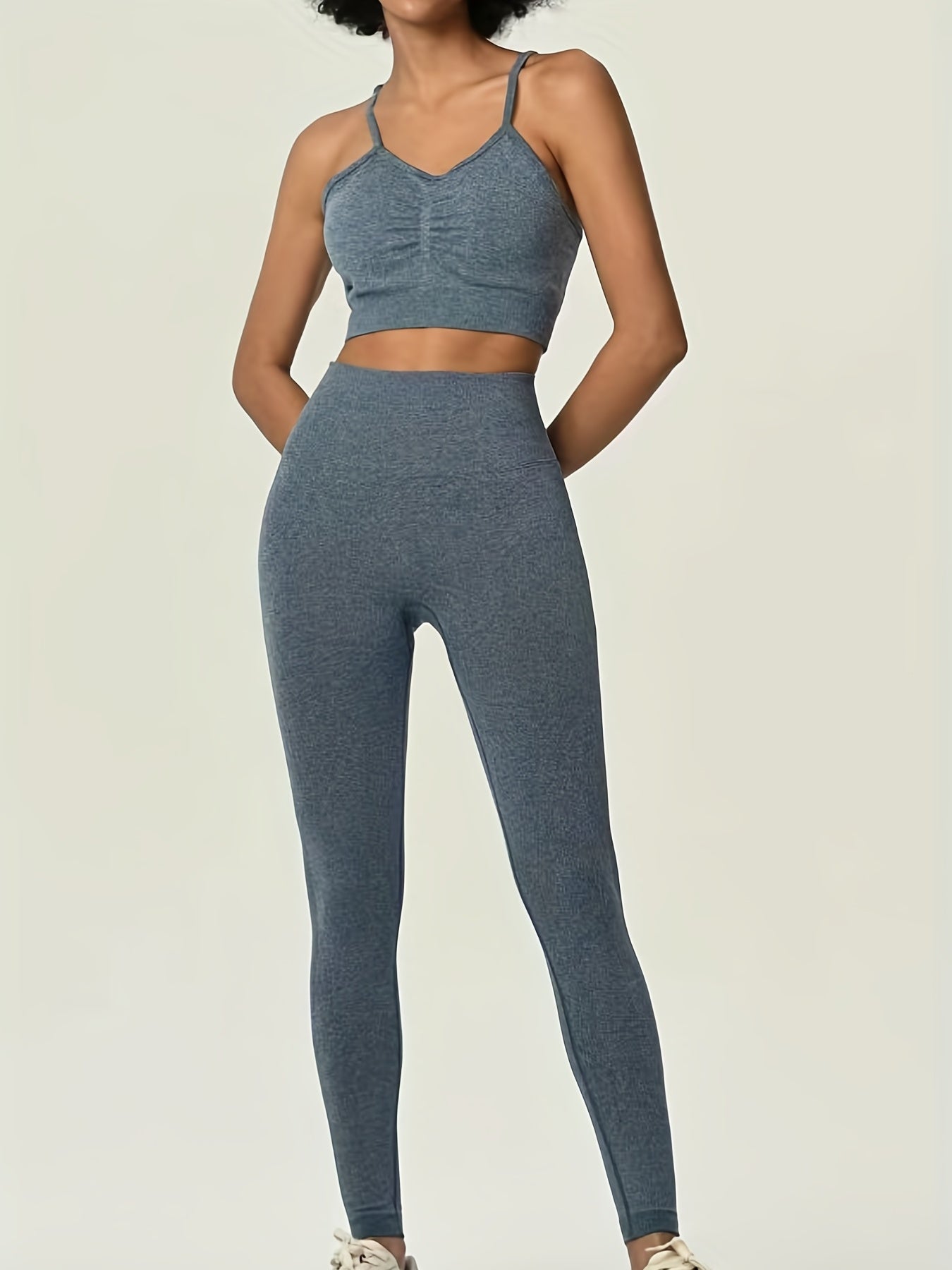 Yoga Sports Set Cami Sports Bra & High Waist Leggings Women's Activewear
