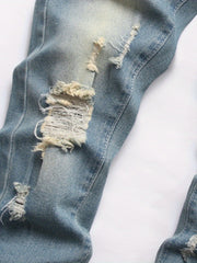 Boys Ripped Jeans Straight Cut Denim Pants for Spring and Autumn