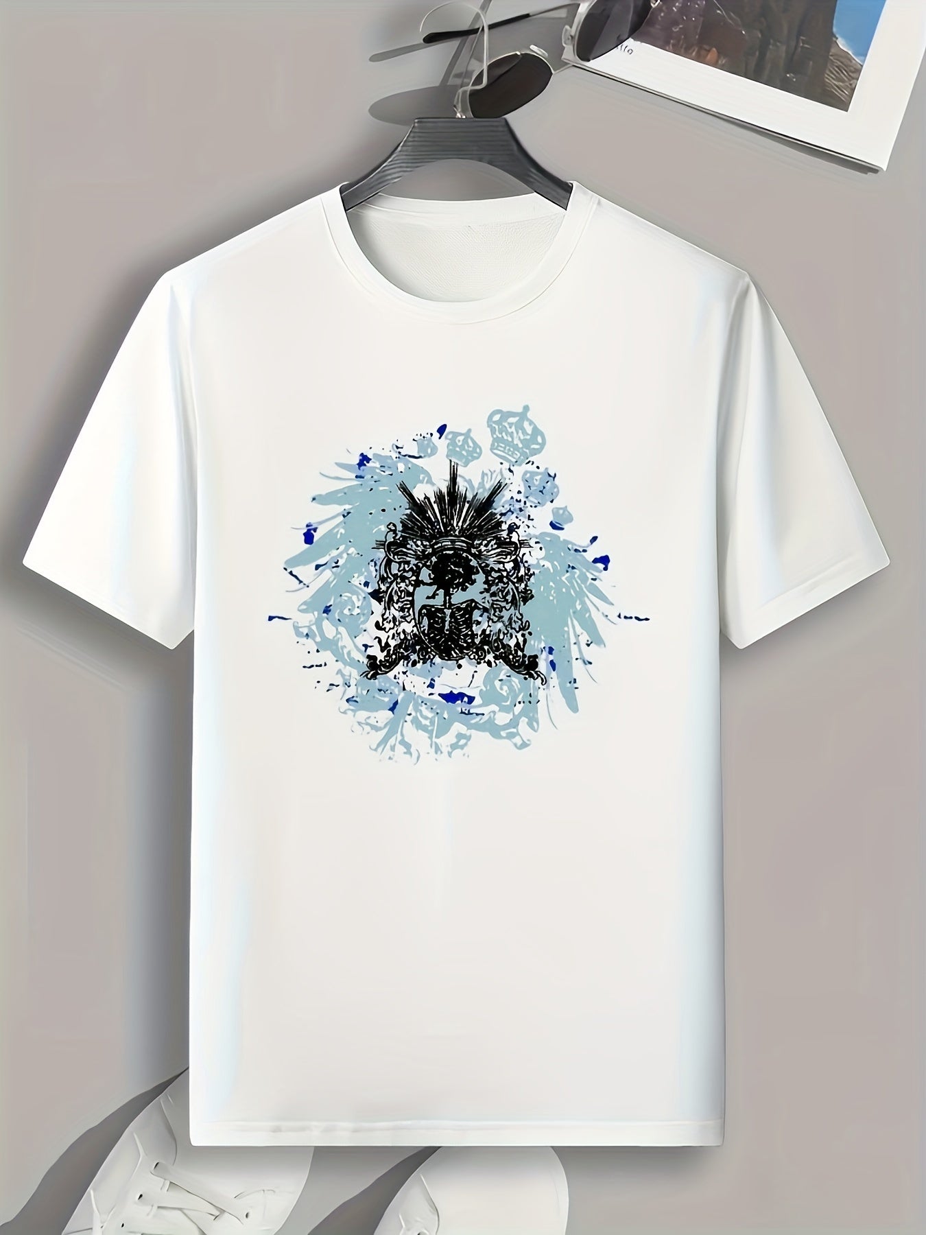 Pattern Print Men's Comfy Sports T-shirt for Fitness Activities