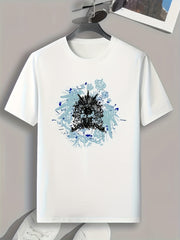 Pattern Print Men's Comfy Sports T-shirt for Fitness Activities