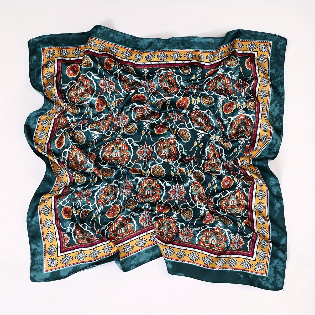 Tie Dye Square Scarf Vintage Paisley Print Neckerchief Casual Head Wraps Bandana