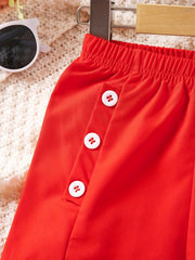Toddler Girls Button Elastic Waist Casual Shorts Kids Summer Clothes