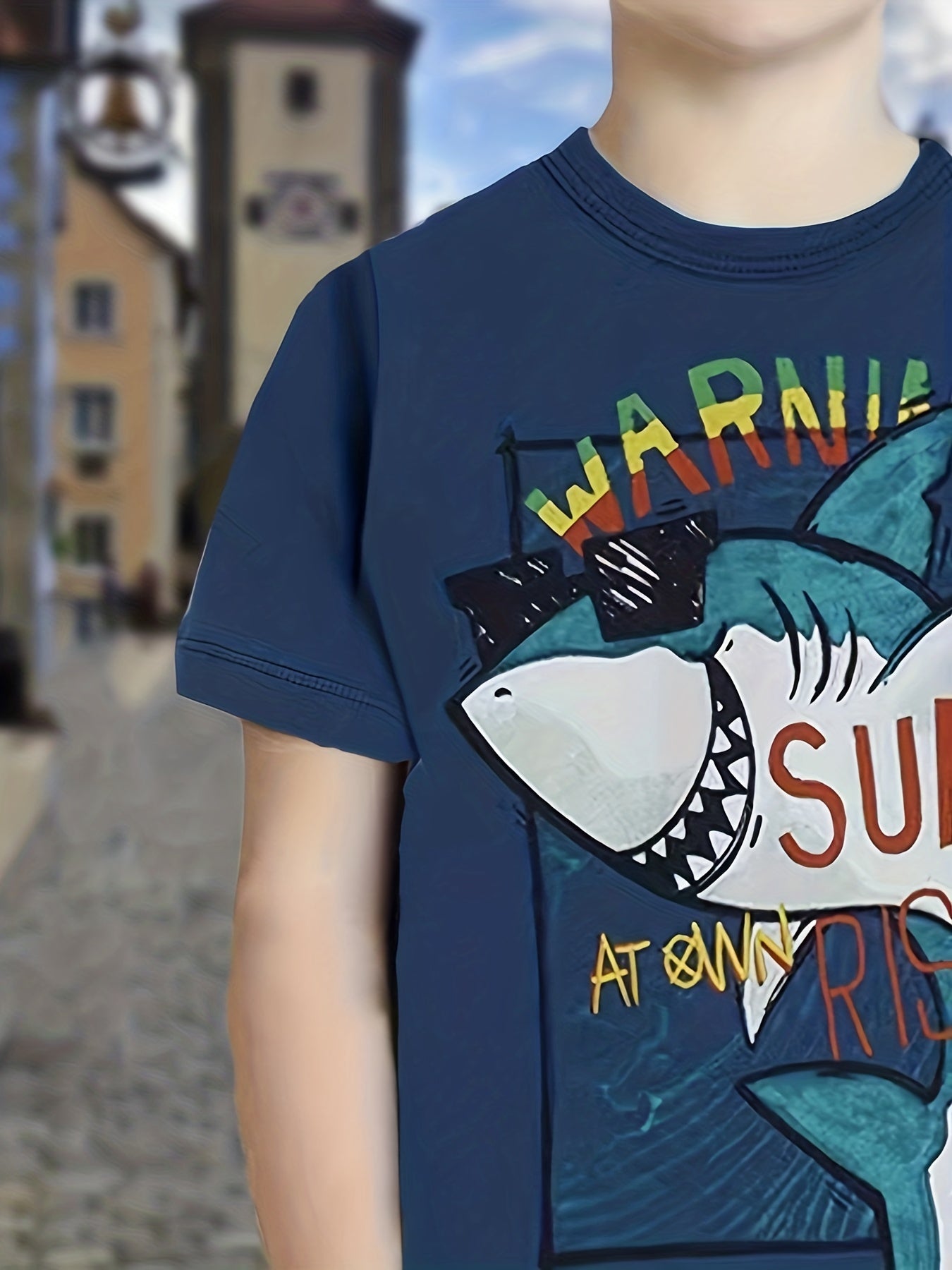 Sunglasses Shark Kid's T Shirt Short Sleeve Top for Summer