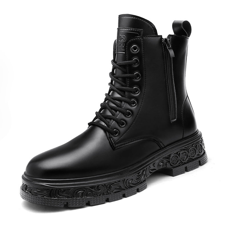 Men's Ankle Boot Lace up Boots Side Zipper Casual Walking Shoes