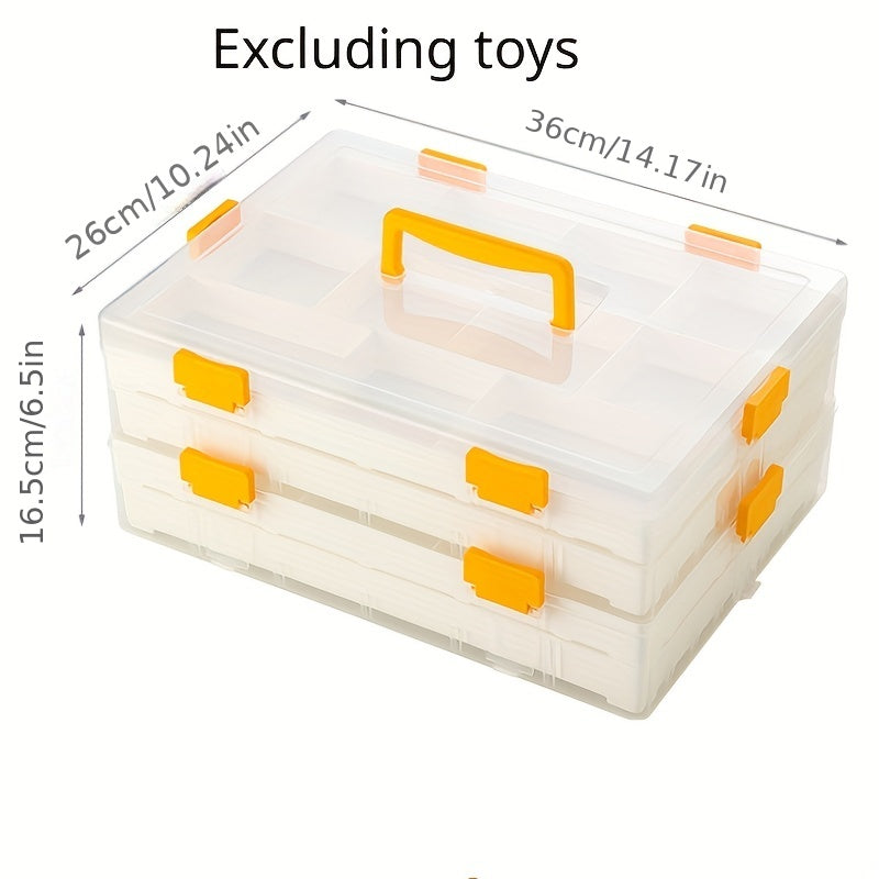Pink Building Block Storage Box With Lid&grids Large Storage Box