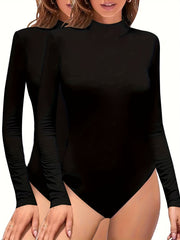 Solid Yoga Jumpsuit Long Sleeves High Stretch Slimming Bodysuit
