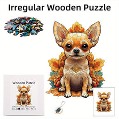 Wooden Puppy in Flower Cluster 3D Puzzle Toy
