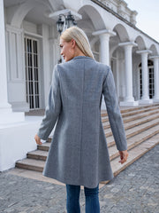 Solid Coat Casual Open Front Long Sleeve Outerwear