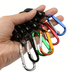 Spring Rope Lanyard Metal Buckle Anti Lost Keychain Outdoor Camping