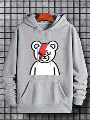 Cartoon Bear Print Hoodie for Men
