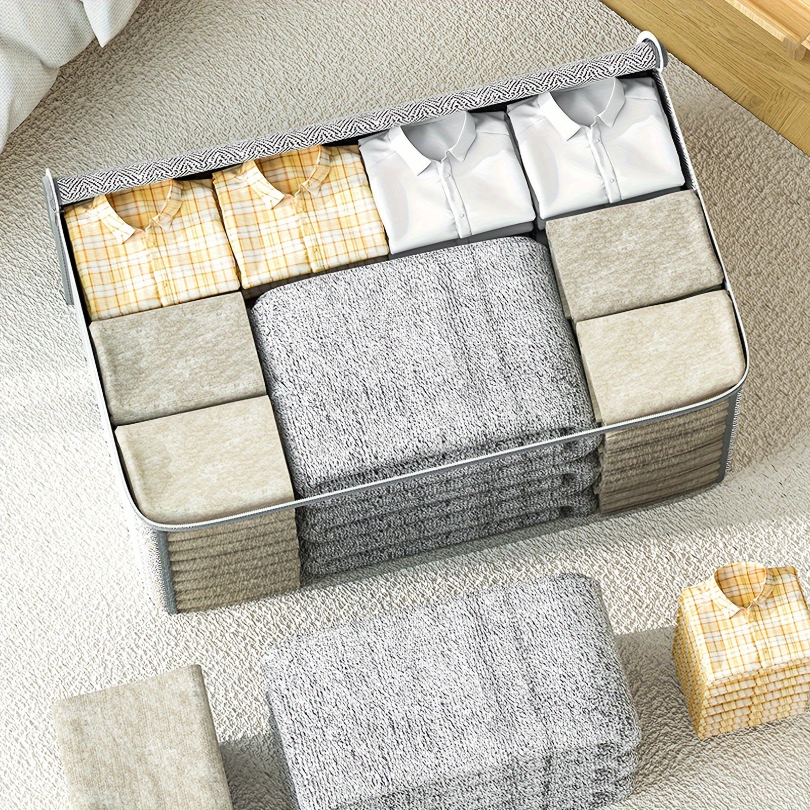 Large Capacity Storage Bag With Handles Portable Non-woven Clothes Storage Bag