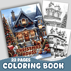 Christmas House Adult Coloring Book Snowy Scene Horse