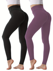 2Pcs High Waist Stretchy Cropped Leggings Women's Activewear