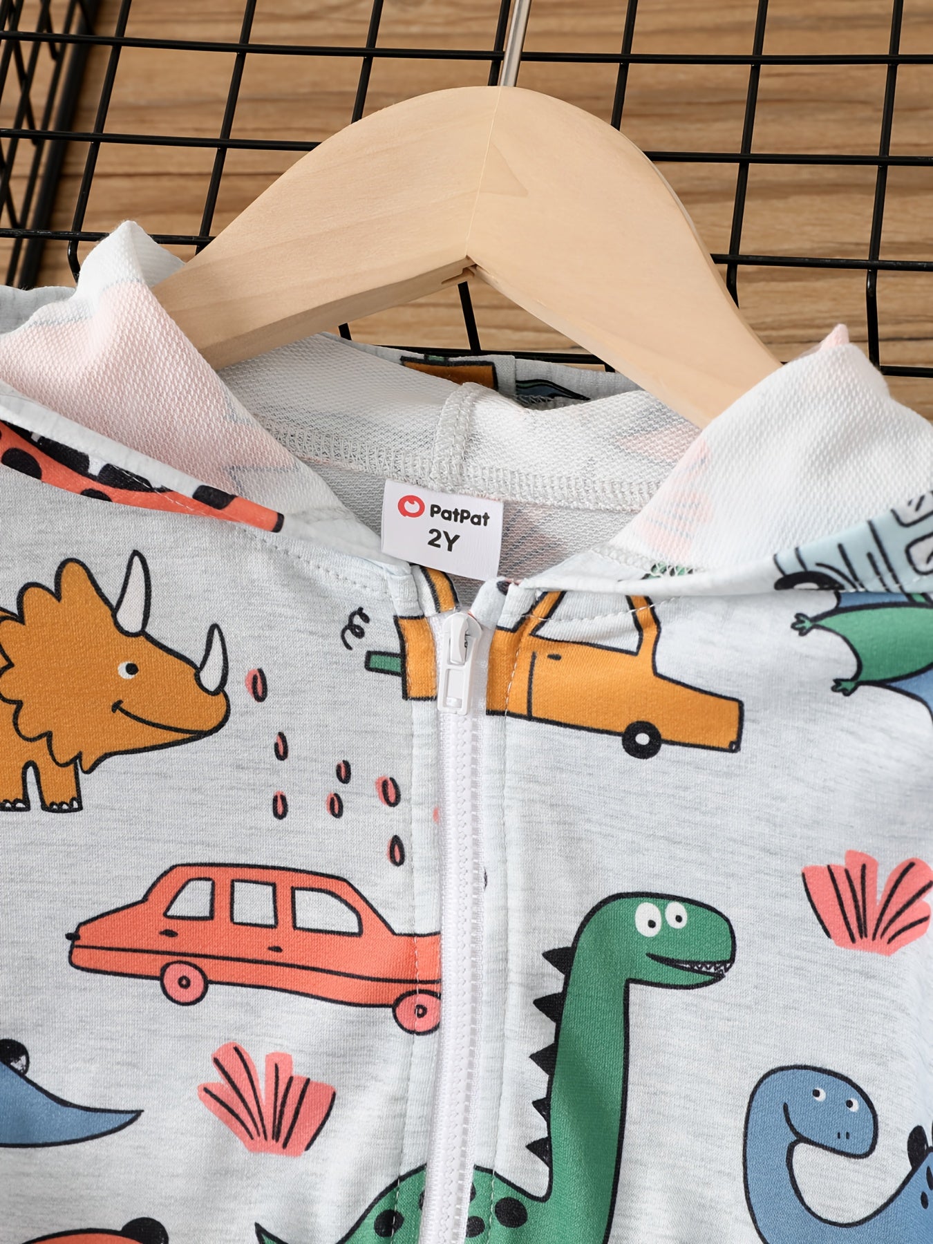 Boys Dino Car Print Sweatsuit Hoodie Coat