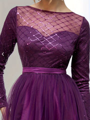 Women's Plus Glitter Sequin Long Sleeve Party Dress