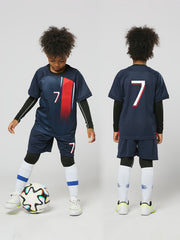 Quick Dry Kids Football Jersey & Shorts Set For Training - Striped Design