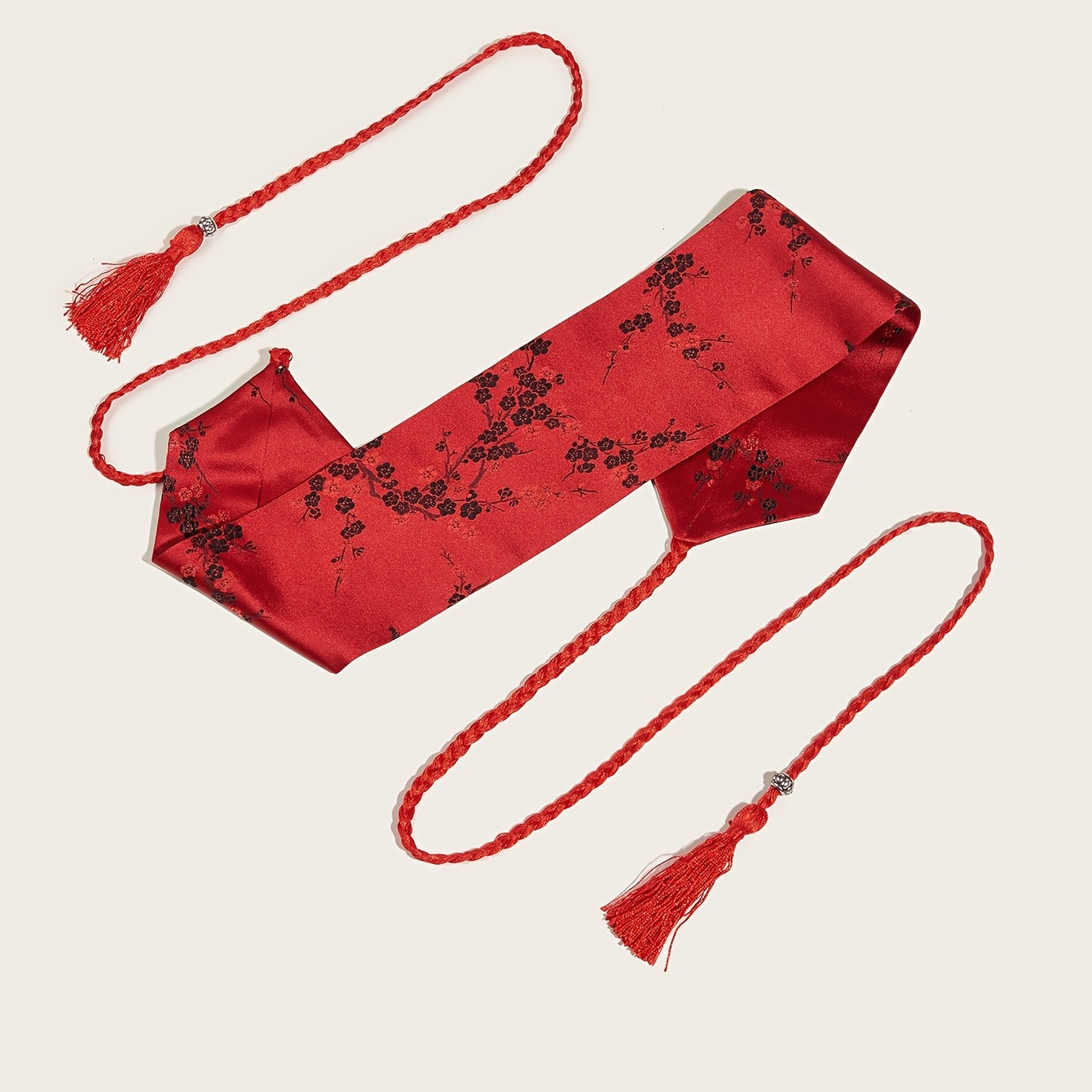 Red Waist Seal Floral Embroidery Belt Classic Dress Belt Accessories