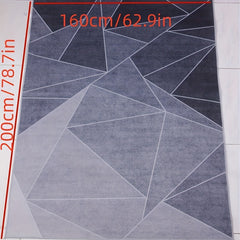 Gray Geometric Pattern Area Rug Non Slip Washable Indoor Mat for Living Room Bed