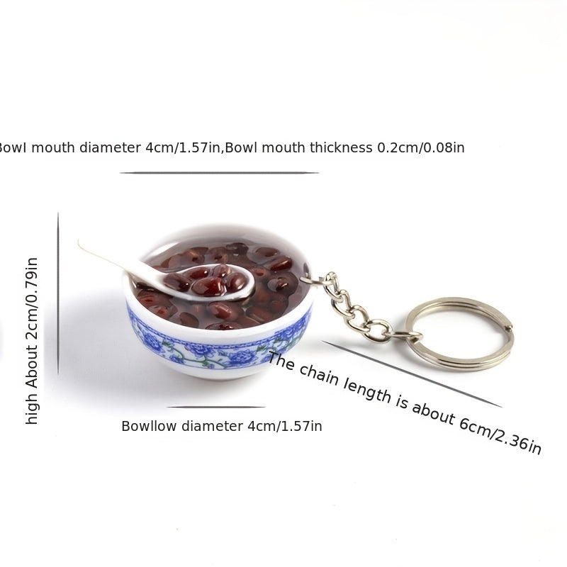 Porcelain Rice Bowl Keychain Food Toy Pendant Gift for Christmas Halloween