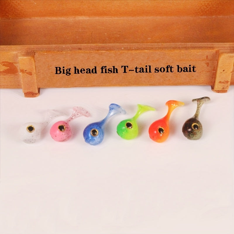 10pcs Mini Large Head T-tail Soft Bait 3g 1.77in Silicone Fishing Lures