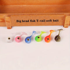 10pcs Mini Large Head T-tail Soft Bait 3g 1.77in Silicone Fishing Lures