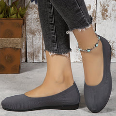 Women's Solid Flat Loafers Minimalist Slip On Round Toe Shoes