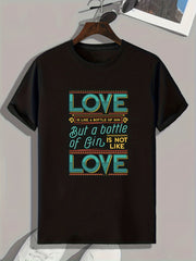 Gin Lover Slogan Pattern Print Men's Comfy Sports T shirt