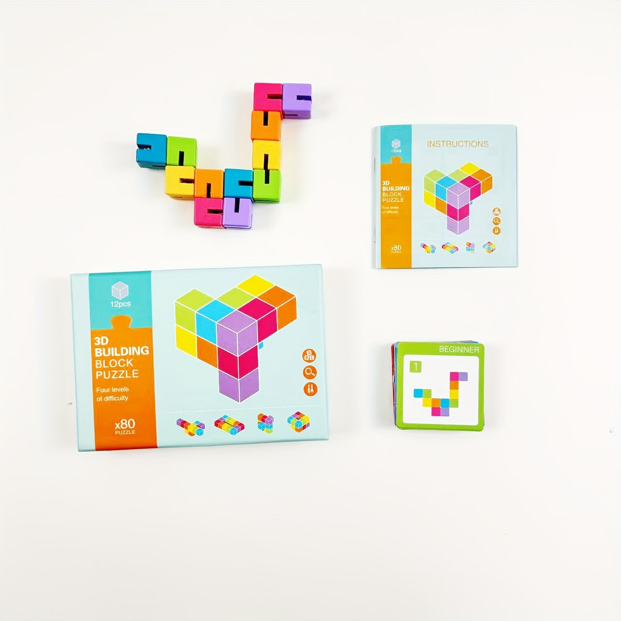 Wooden 3D Building Blocks Puzzle Set Educational Toy for Kids