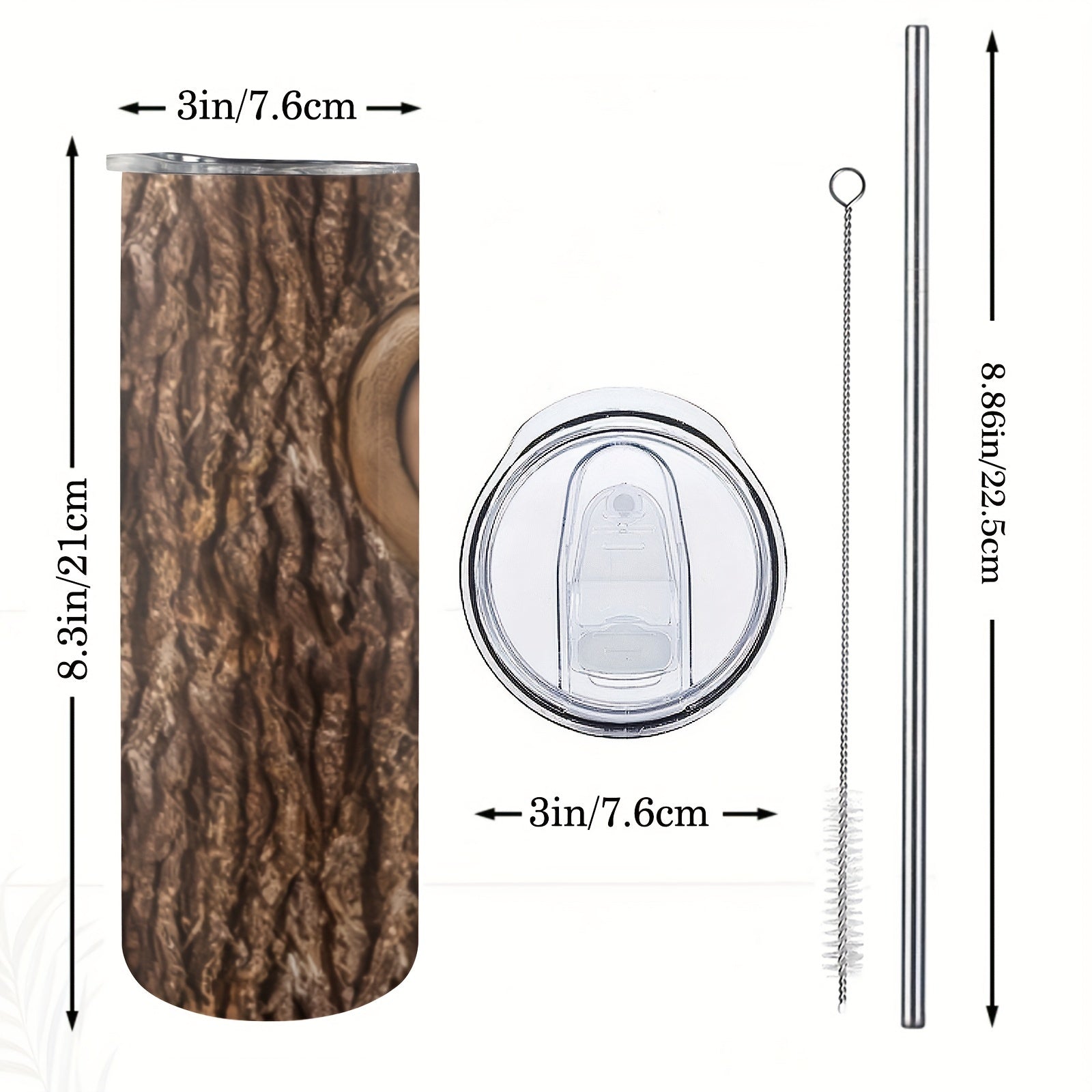 20oz Wood Carving Love Heart Tumbler Insulated Cup