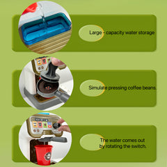 Pretend Play Coffee & Pizza Shop Set w/ Cash Register & Faux Food - Golden Brown
