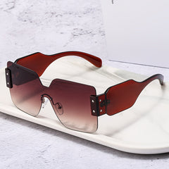 Rimless Gradient Square UV Sunglasses Women's Glasses
