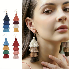 Colorful Tassel Long Earrings Dangle Jewelry Gift For Mum
