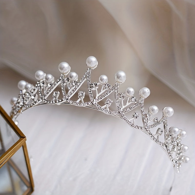 Bridal Rhinestone Faux Pearl Headband Tiara Wedding Hair Accessories