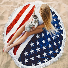 Circular Beach Mat Swimming Pool Towel National Flag Shawl