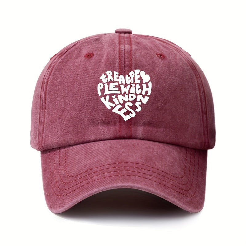 Heart Pattern Retro Baseball Cap Adjustable Sunscreen Hat