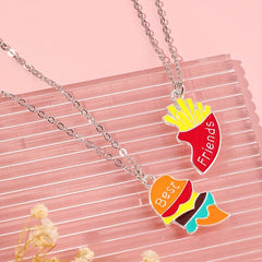 BFF Necklaces Hamburger Fries Matching Necklace For Friends