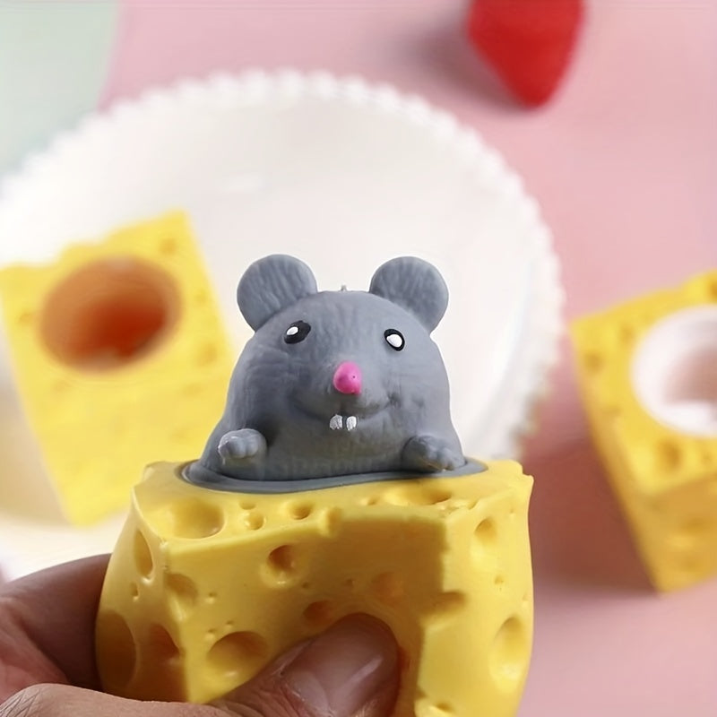 4pcs Mouse & Cheese Squeeze Stress Relief Fidget Toys